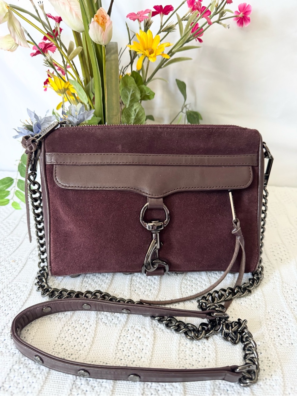 Rebecca Minkoff EUC MAC plum suede & leather crossbody